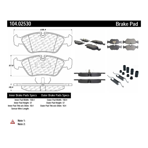 Centric Posi Quiet™ Semi-Metallic Front Disc Brake Pads 104.02530