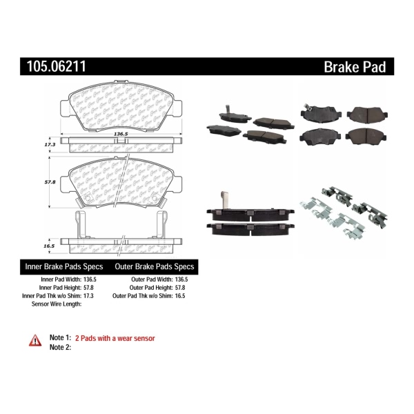 Centric Posi Quiet™ Ceramic Front Disc Brake Pads 105.06211