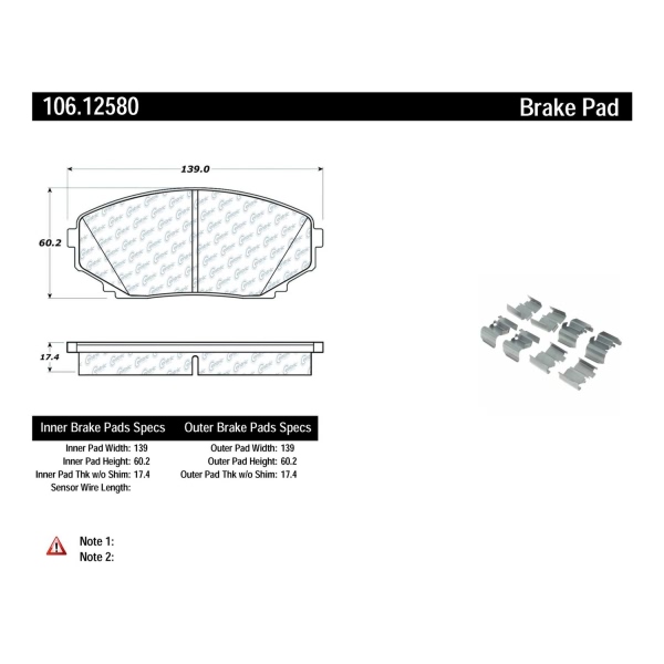 Centric Posi Quiet™ Extended Wear Semi-Metallic Front Disc Brake Pads 106.12580