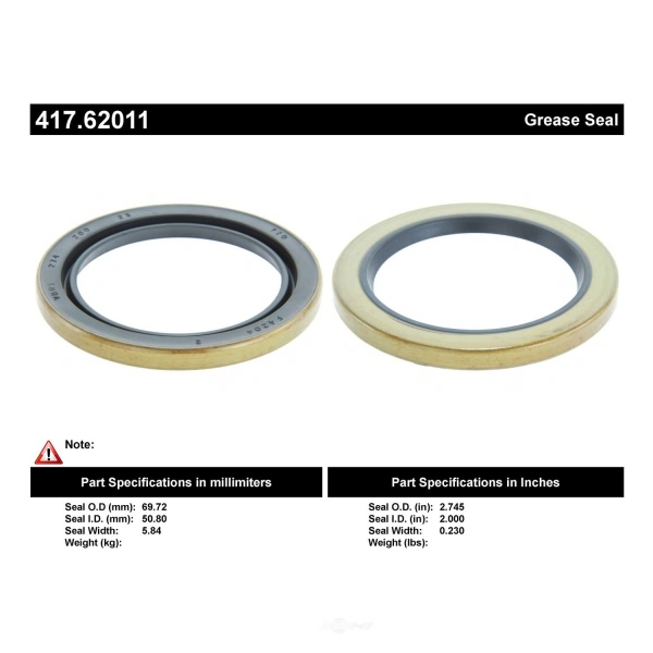 Centric Premium™ Front Inner Wheel Seal 417.62011