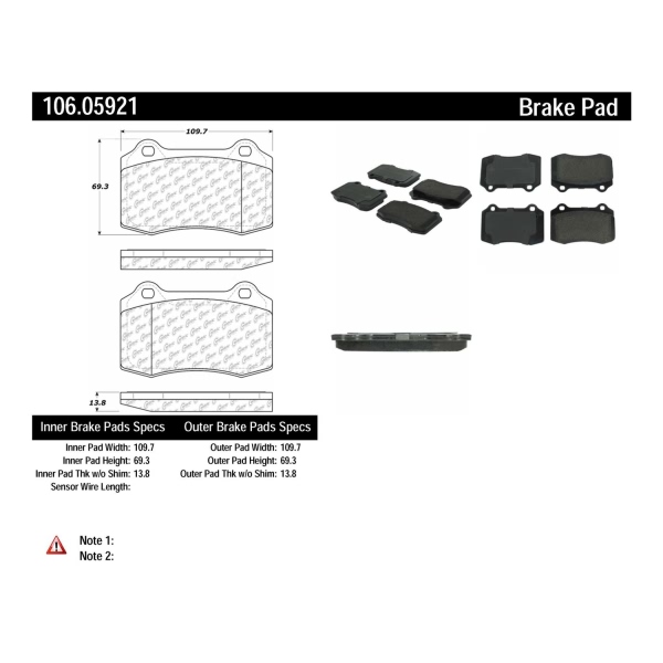 Centric Posi Quiet™ Extended Wear Semi-Metallic Front Disc Brake Pads 106.05921