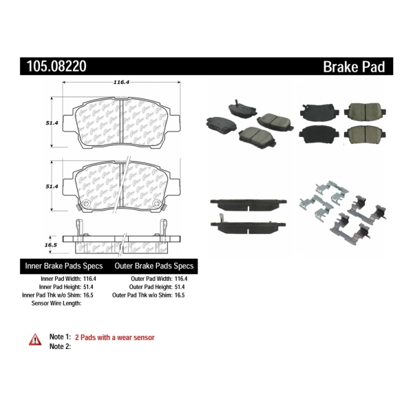 Centric Posi Quiet™ Ceramic Front Disc Brake Pads 105.08220