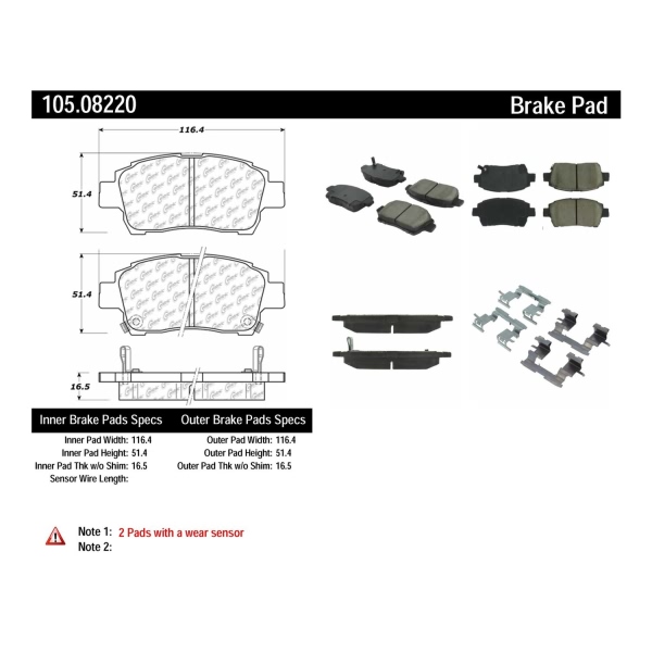 Centric Posi Quiet™ Ceramic Front Disc Brake Pads 105.08220