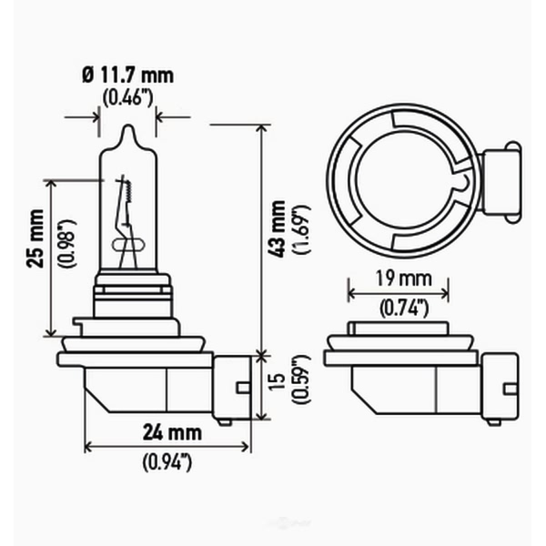 Hella H9Tb Standard Series Halogen Light Bulb H9TB