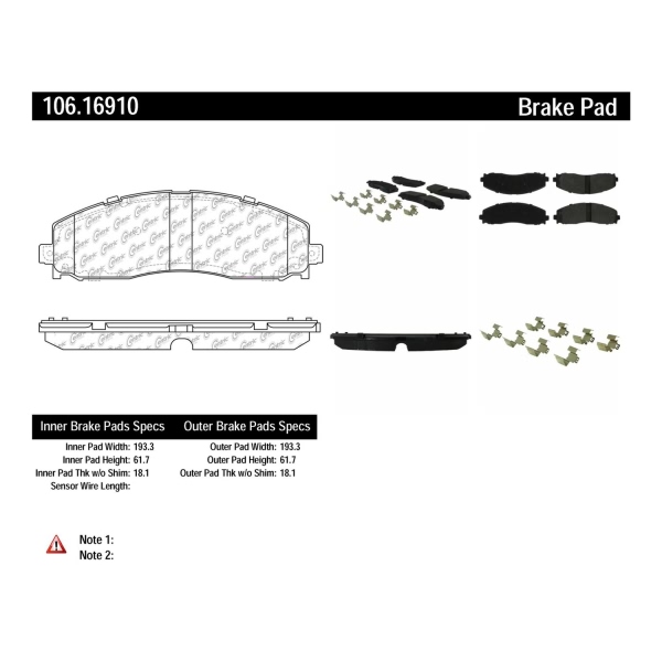 Centric Posi Quiet™ Extended Wear Semi-Metallic Rear Disc Brake Pads 106.16910