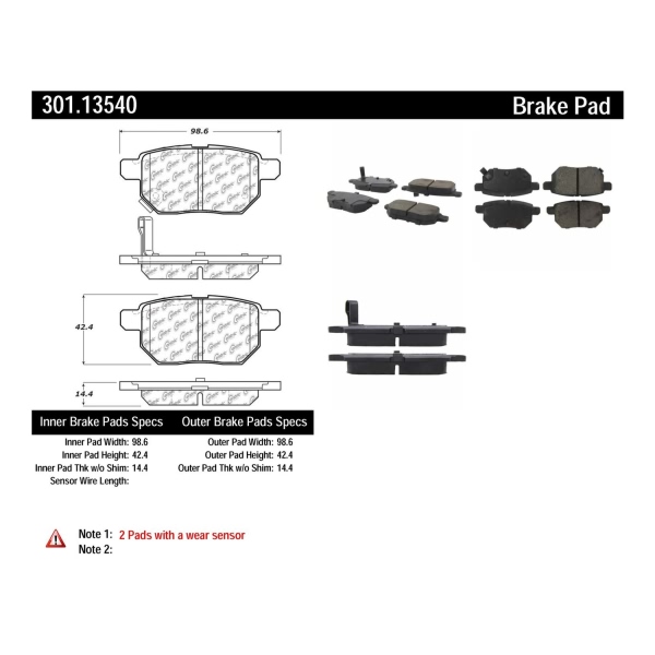 Centric Premium Ceramic Rear Disc Brake Pads 301.13540