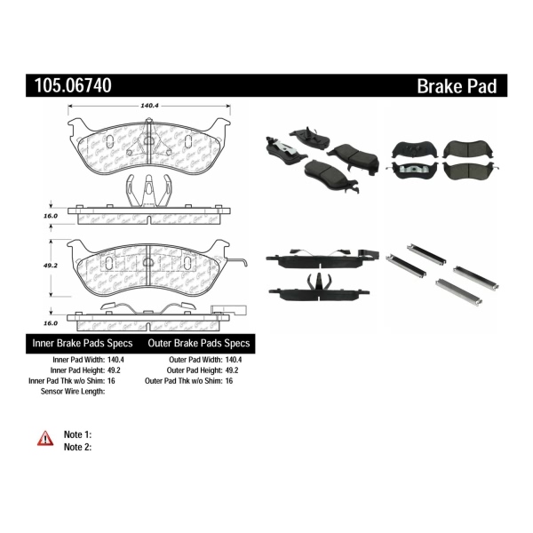 Centric Posi Quiet™ Ceramic Rear Disc Brake Pads 105.06740