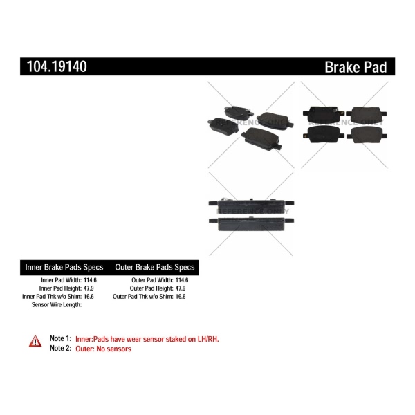 Centric Posi Quiet™ Semi-Metallic Rear Disc Brake Pads 104.19140