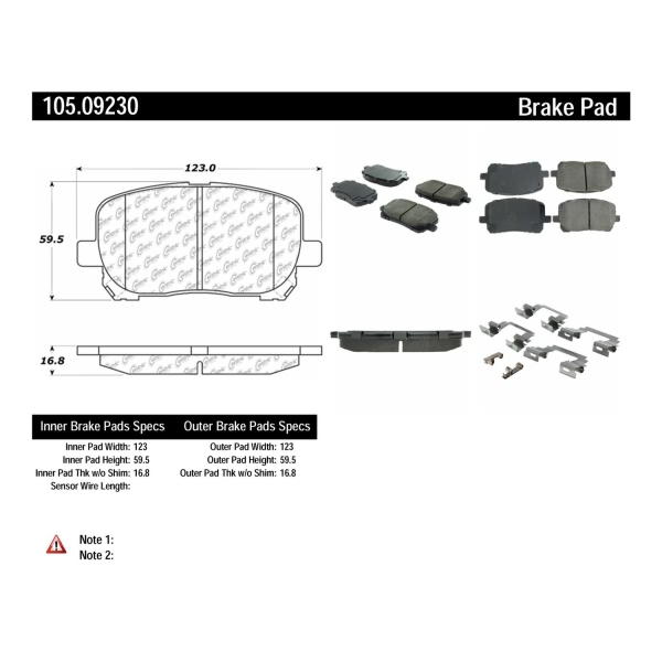 Centric Posi Quiet™ Ceramic Front Disc Brake Pads 105.09230