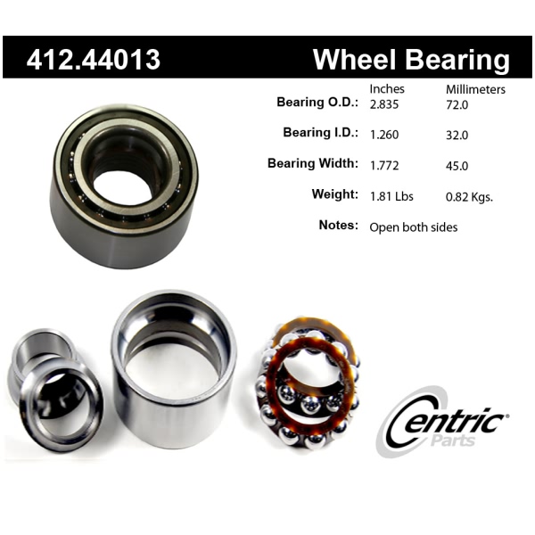 Centric Premium™ Front Passenger Side Double Row Wheel Bearing 412.44013