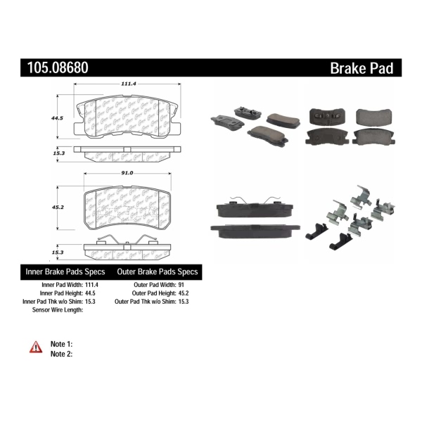 Centric Posi Quiet™ Ceramic Rear Disc Brake Pads 105.08680