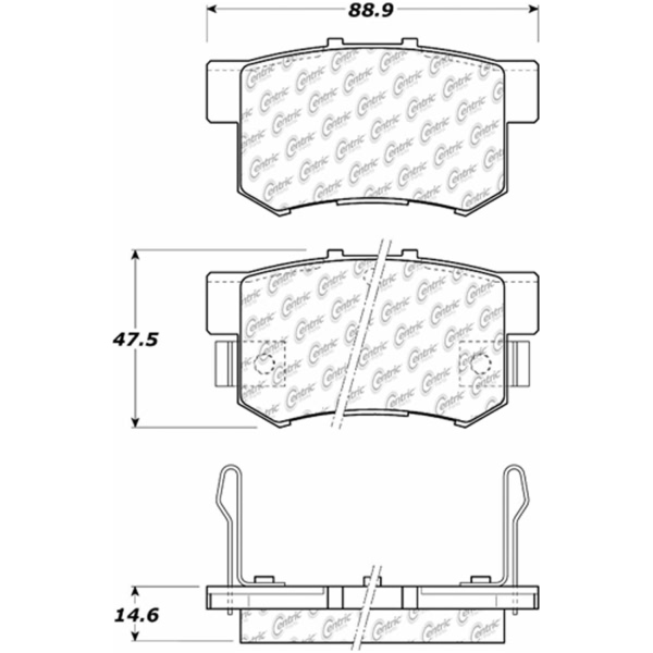 Centric Posi Quiet™ Extended Wear Semi-Metallic Rear Disc Brake Pads 106.05372