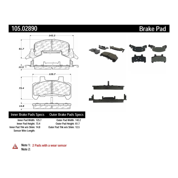 Centric Posi Quiet™ Ceramic Front Disc Brake Pads 105.02890