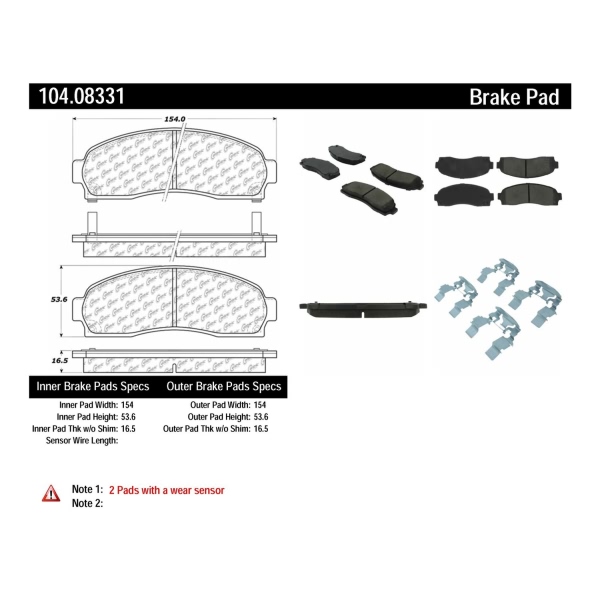 Centric Posi Quiet™ Semi-Metallic Front Disc Brake Pads 104.08331