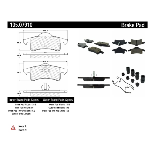 Centric Posi Quiet™ Ceramic Rear Disc Brake Pads 105.07910