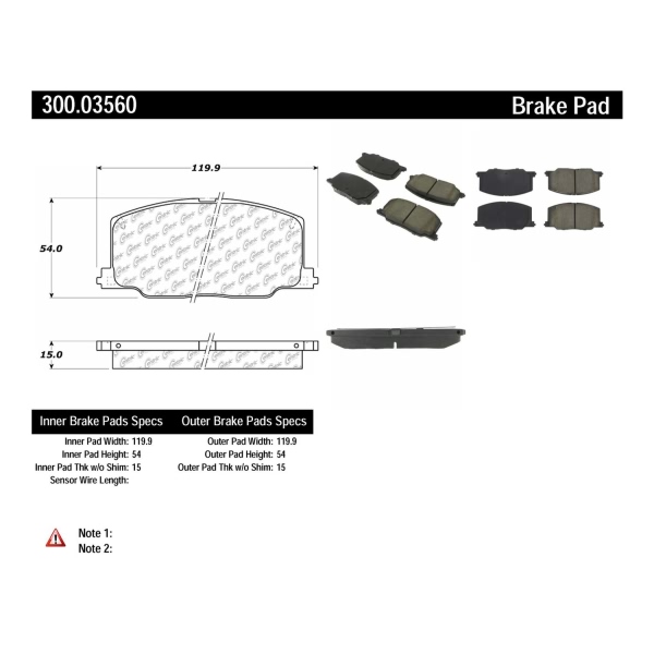 Centric Premium Semi-Metallic Front Disc Brake Pads 300.03560