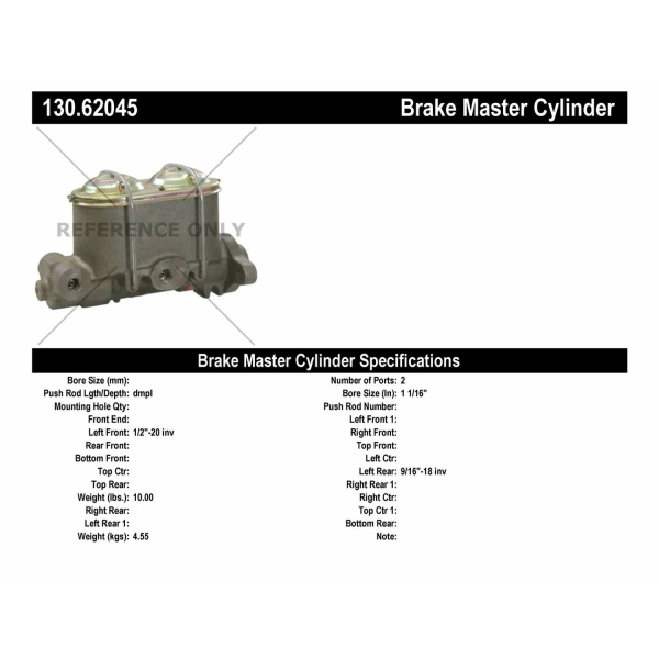 Centric Premium Brake Master Cylinder 130.62045