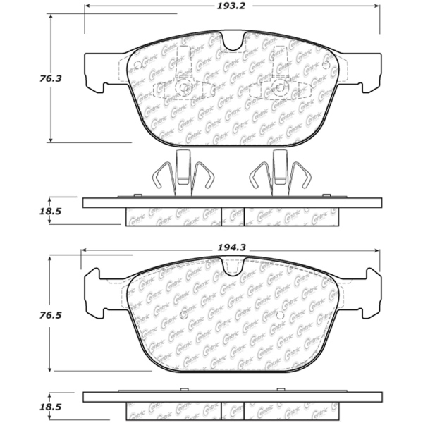 Centric Posi Quiet™ Semi-Metallic Front Disc Brake Pads 104.14120