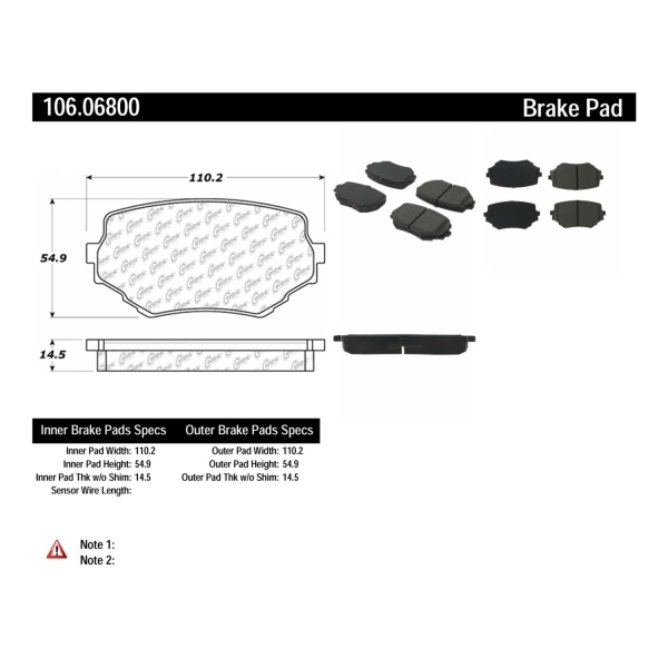 Centric Posi Quiet™ Extended Wear Semi-Metallic Front Disc Brake Pads 106.06800