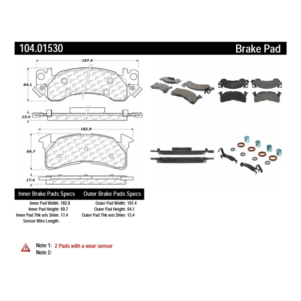 Centric Posi Quiet™ Semi-Metallic Front Disc Brake Pads 104.01530