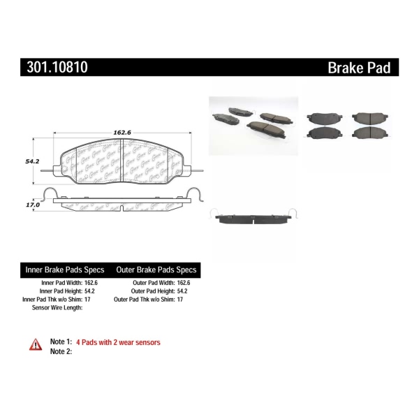 Centric Premium Ceramic Front Disc Brake Pads 301.10810