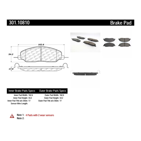 Centric Premium Ceramic Front Disc Brake Pads 301.10810