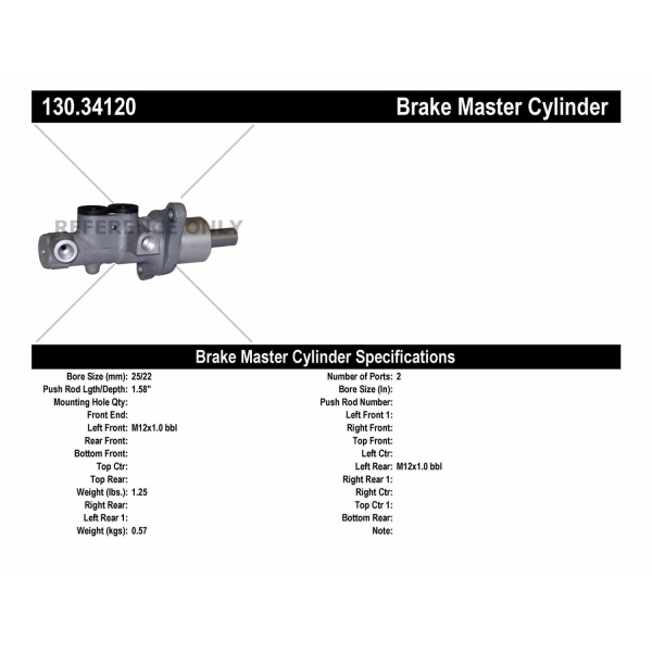 Centric Premium Brake Master Cylinder 130.34120