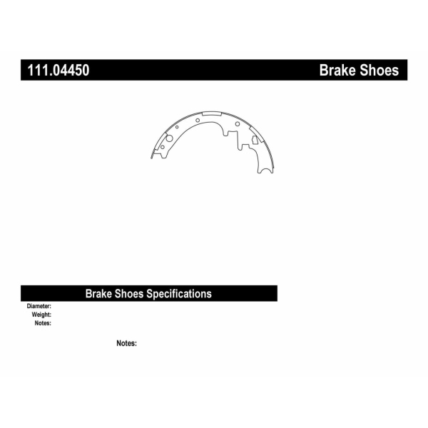 Centric Premium Rear Drum Brake Shoes 111.04450