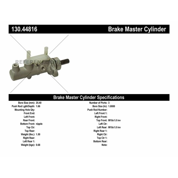 Centric Premium Brake Master Cylinder 130.44816