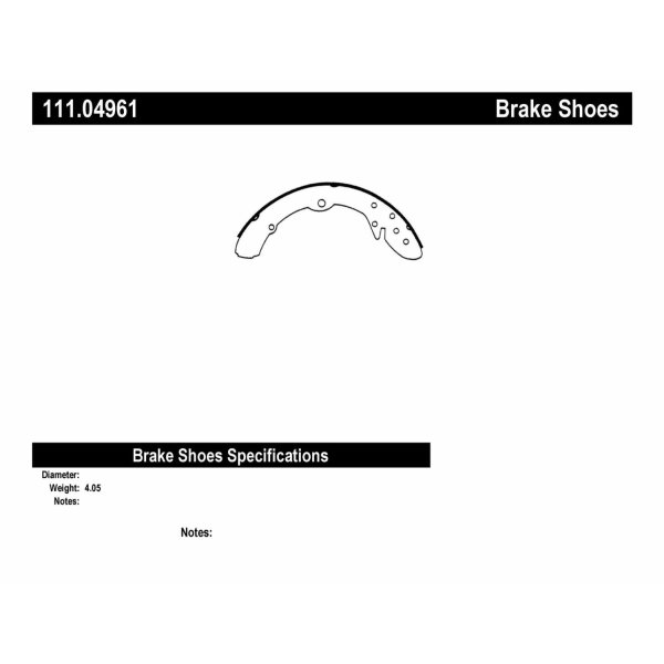 Centric Premium Rear Drum Brake Shoes 111.04961