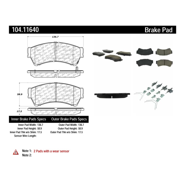 Centric Posi Quiet™ Semi-Metallic Front Disc Brake Pads 104.11640