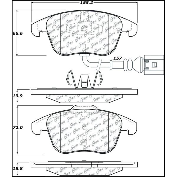 Centric Posi Quiet™ Semi-Metallic Front Disc Brake Pads 104.13750