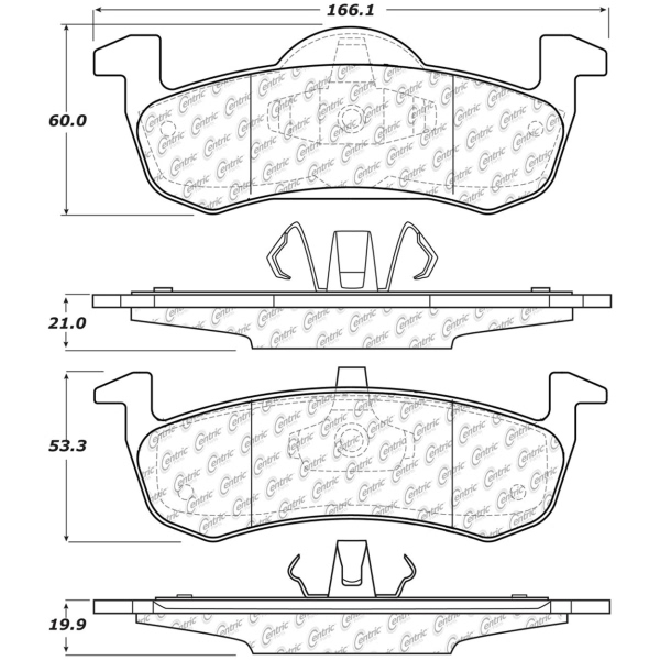 Centric Premium™ Semi-Metallic Brake Pads With Shims And Hardware 300.12790