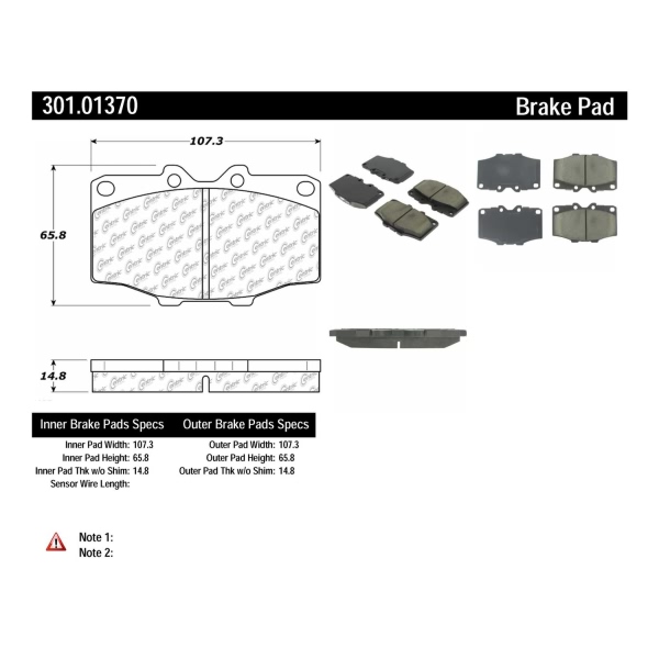 Centric Premium Ceramic Front Disc Brake Pads 301.01370