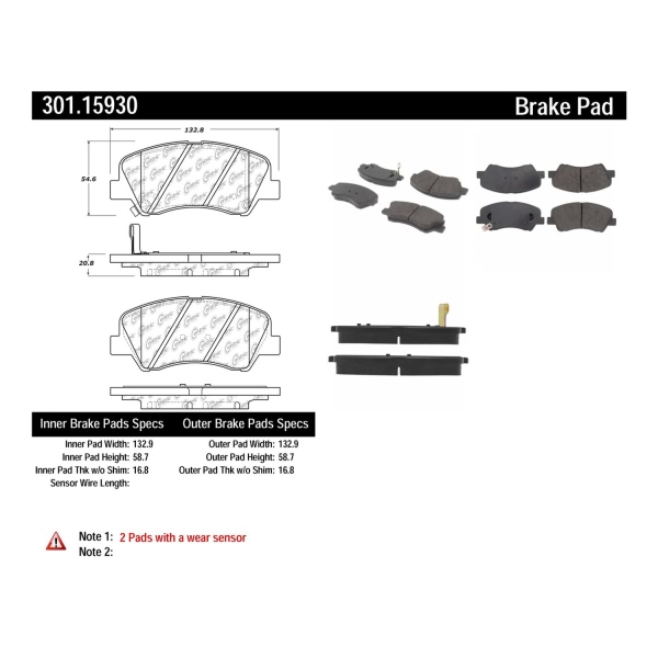 Centric Premium Ceramic Front Disc Brake Pads 301.15930