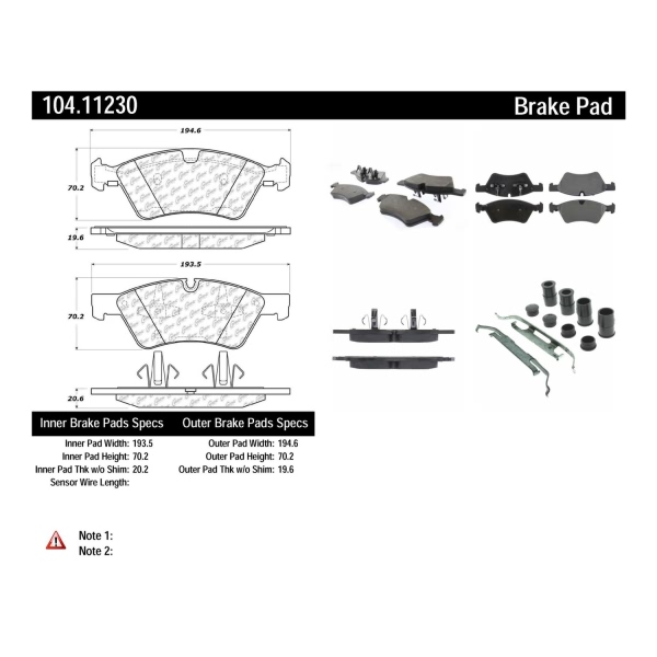 Centric Posi Quiet™ Semi-Metallic Front Disc Brake Pads 104.11230