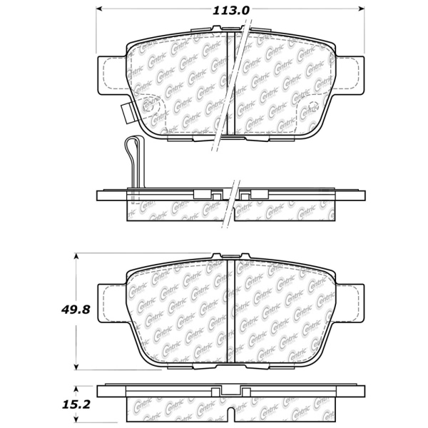 Centric Premium Semi-Metallic Rear Disc Brake Pads 300.11030