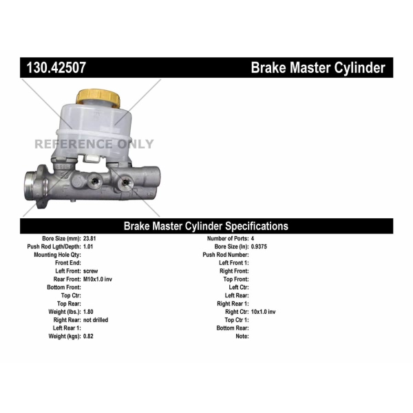 Centric Premium Brake Master Cylinder 130.42507