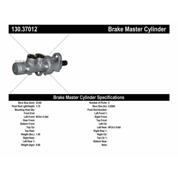 Centric Premium Brake Master Cylinder 130.37012