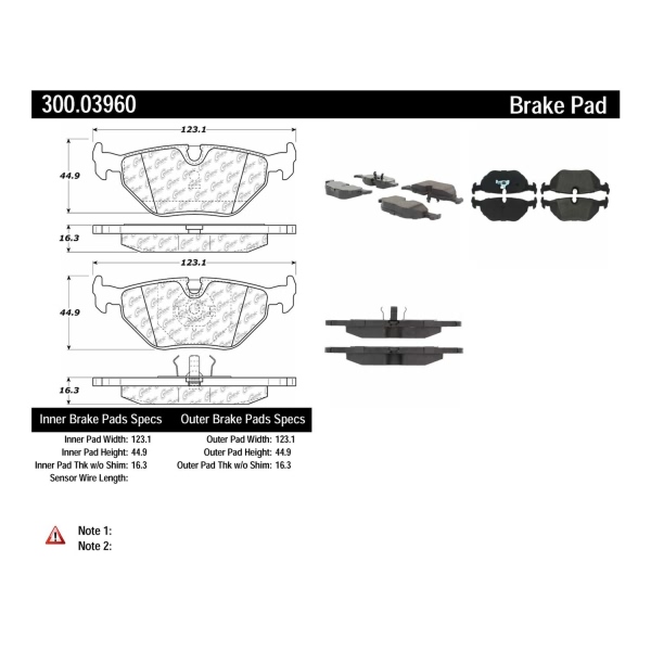Centric Premium Semi-Metallic Rear Disc Brake Pads 300.03960