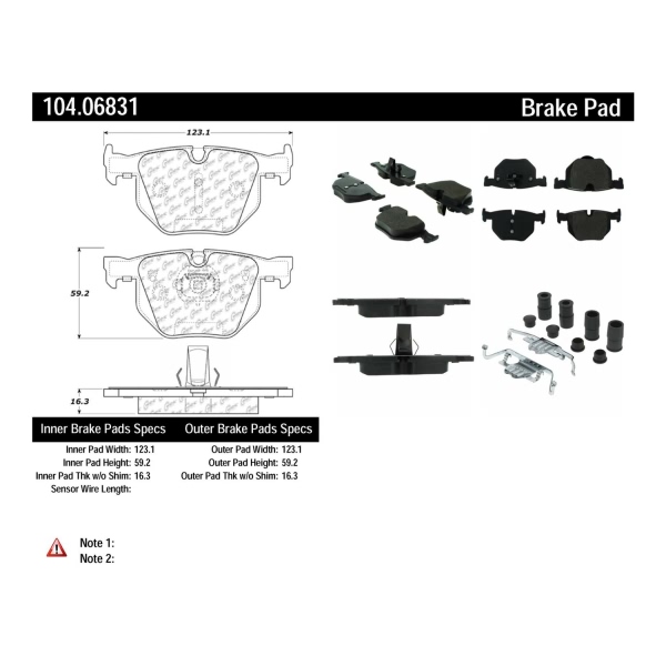 Centric Posi Quiet™ Semi-Metallic Rear Disc Brake Pads 104.06831