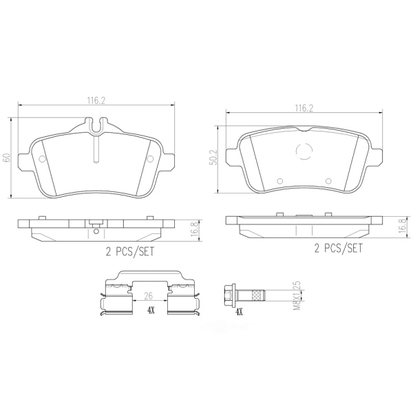 brembo Premium Ceramic Rear Disc Brake Pads P50101N
