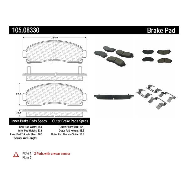 Centric Posi Quiet™ Ceramic Front Disc Brake Pads 105.08330