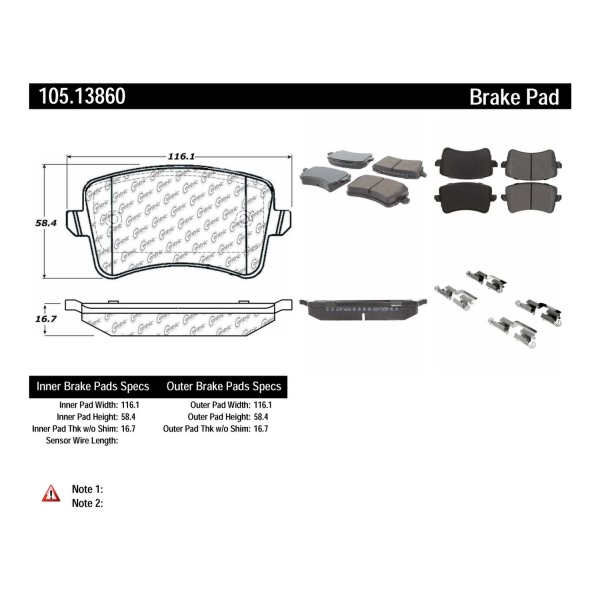 Centric Posi Quiet™ Ceramic Rear Disc Brake Pads 105.13860