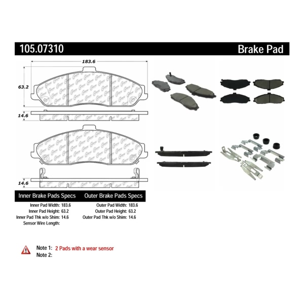 Centric Posi Quiet™ Ceramic Front Disc Brake Pads 105.07310