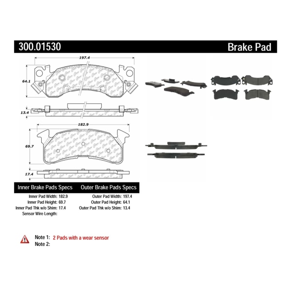 Centric Premium Semi-Metallic Front Disc Brake Pads 300.01530