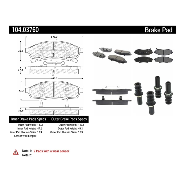 Centric Posi Quiet™ Semi-Metallic Front Disc Brake Pads 104.03760