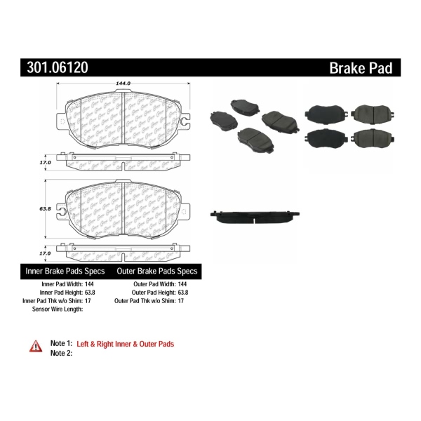 Centric Premium Ceramic Front Disc Brake Pads 301.06120