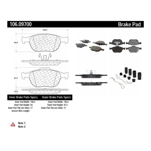Centric Posi Quiet™ Extended Wear Semi-Metallic Front Disc Brake Pads 106.09700