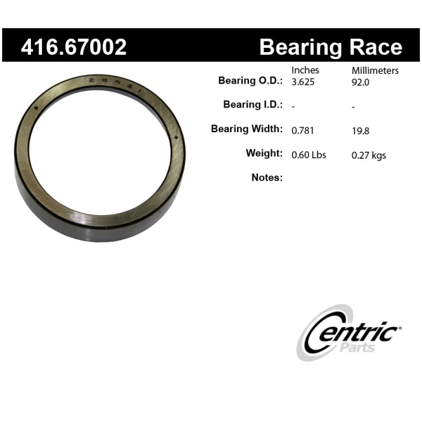 Centric Premium™ Front Outer Wheel Bearing Race 416.67002